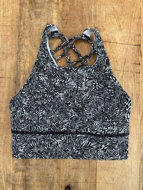 Lululemon Free To Be Wild High Neck sports bra in a black and white print